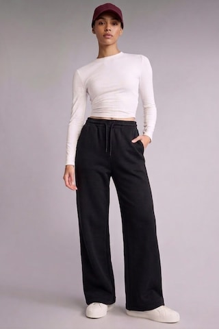 Soft&Basic Kadın Beli Bağcıklı Düz Paça Cepli Rahat Jogger Flare Fit Eşofman Altı Siyah