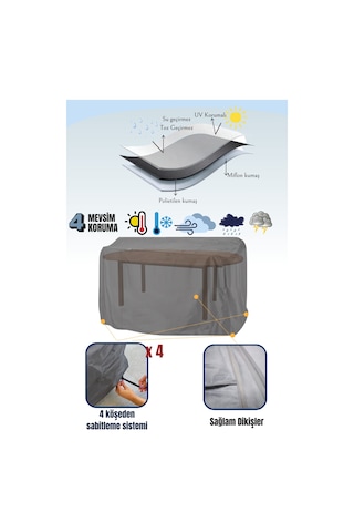 Gri Bahçe Mobilya Koruma Örtüsü Branda 160x100x80 Cm - Santimetre, Su Geçirmez, Güneşten Korur Gri