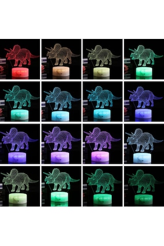 Symbee Dinozor Desenli 3d Led Gece Lambası - Usb Beslemeli, Renkli Işık, Dokunmatik Ve Uzaktan Kumanda İle Stüdyo Ve Yatak Odası Için Dekoratif Aydınlatma Diğer