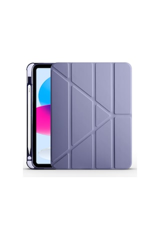 Apple İpad Air 4.nesil 10.9 2022 Uyumlu Kılıf Kalem Bölmeli Farklı Stand Arkası Yumuşak Silikon Arka Kapak