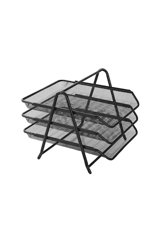 Metal-perforeli 3 Lü Evrak Rafı