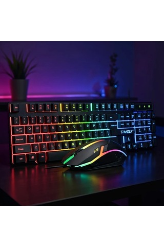 Techbloom Ergonomic Kablolu Gaming Klavye Ve Fare Seti Black Abs Malzeme Laptop İçin Ergonomik Tasarım Diğer
