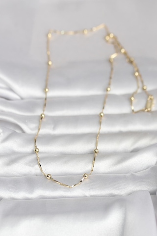 Bsre 14k Gold Renk Kesme Çubuk Zincir Topçuklu 60 Cm Kadın Kolye Cm Renkli