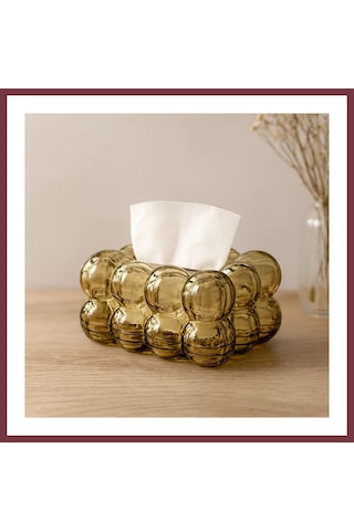 Storeşahin Dekoratif Bulut Peçetelik Yaylı 19x13x9 Cm - Kahverengi Şeffaf Shn0720