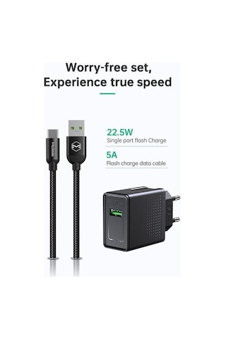 Mcdodo Vooc 22.5W 5A Şarj Cihazı Type C Kablo 1.2M Siyah CH-5800