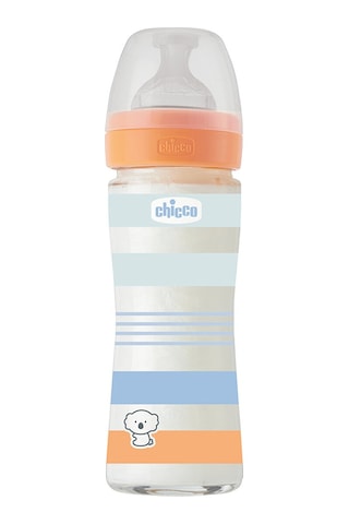 Chicco Wellbeing Yavaş Akış Mavi Cam Biberon 240 Ml 0+ Ay CHI-2872120000