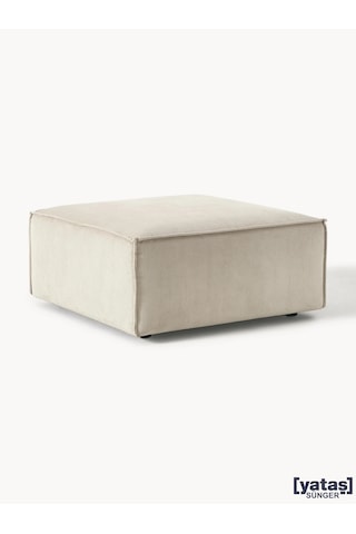 Most Mollis Kare Puf Silinebilir Kırık Beyaz Fitilli Kadife Kumaş