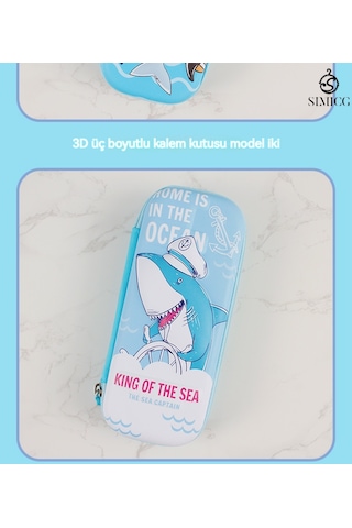 Büyük Kapasiteli İlkokul Ve Ortaokul Çok Katmanlı Çizgi Film Kalem Kutusu MAvi