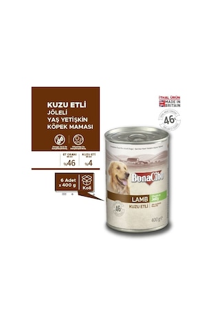 Bonacibo Jöleli Kuzu Etli Yetişkin Köpek Konserve 6 x 400 G