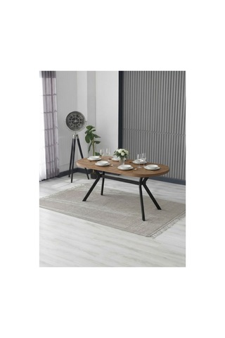 Nova Ahşap Yemek Masası Takımı 6 Adet Elma Sandalye/ 90x170 Cm Yemek Masası Bej Bej