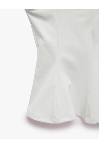 Koton U Yaka Slim Fit Peplum Kolsuz Bluz Ekru 6sal30124ık
