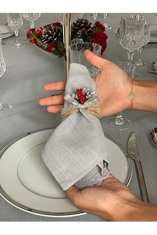 Valerium Simli Gri Peçete 35x35cm Gri