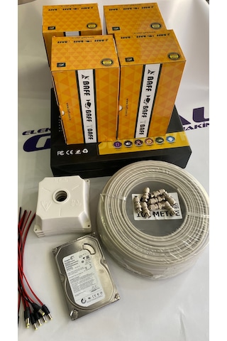 Baff 4'lü Güvenlik Kamerası Seti 2 Mp Metal Kasa Ahd - Cepten İzleme Xmeye Kayıt Cihazı + 500 Gb Hdd + 5a Adaptör + 100 Metre Kablo Full Set