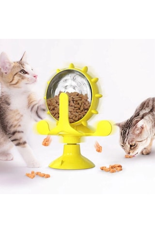 Durukar Vantuzlu Zilli İnteraktif Dönebilen Mama Kaplı Renkli Eğlenceli Eğitici Kedi Oyuncağı