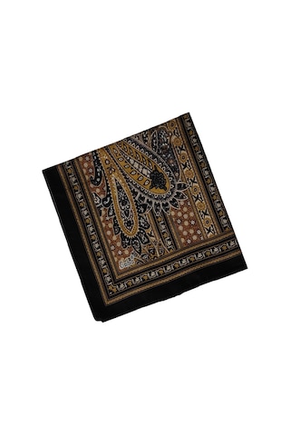 Enba Pamuklu Etnik Desenli Soft Eşarp Siyah - Gold