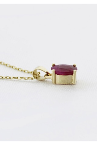 Yakut Oval Tektaş Kolye Sarı 39509775