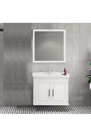 Denko Albatros 80 Cm Mdf Beyaz Banyo Dolabı Takımı (524943990) Beyaz