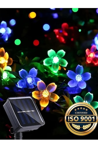 Solar Güneş Enerjili 30 Led Kiraz Çiçeği Ip65 Su Geçirmez Solar Işık Zinciri 6 Metre Rgb Gökkuşağı