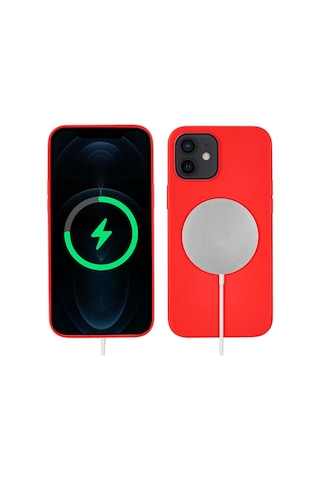 Apple Uyumlu iPhone 12 Mini Kılıf Zore Silksafe Wireless Kapak-Kırmızı