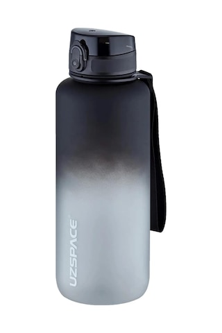 Uzspace 1500ml Mega Boy Soft Touch Çift Renk Motivasyon Tritan Su Matarası Siyah-beyaz Çok Renkli