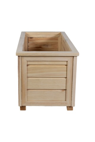 Kaf Ahşap Dekoratif Ahşap Saksı - Uzun / Naturel