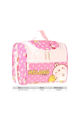 Kaukko Kids Kız Çocuk Molang Baskılı Isı Yalıtımlı Okul Beslenme Çantası Pembe - Sarı - L5319