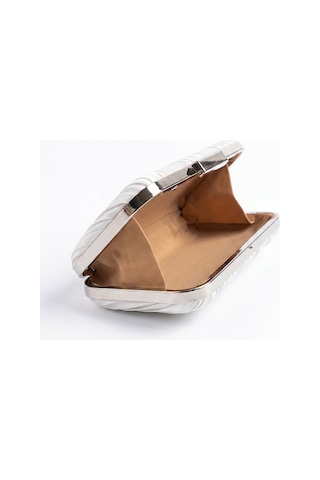 Luvi Shoes 605 Beyaz Saten Kadın Abiye Çanta