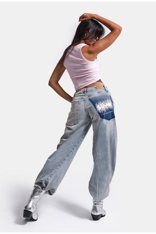 it's basic Kadın Kot Rengi 4s6-89 Low Relaxed Fit Esnek Kumaş Tasarım Denim Jean Mavi