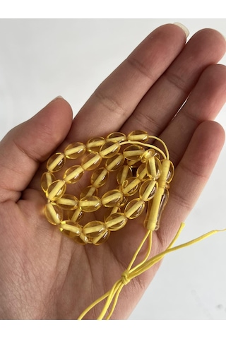 Oval Kesim Kokulu Toz Kehribar Tesbih 33lük 6mm A010