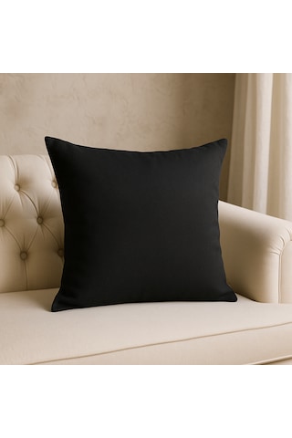 Siyah Duck Kumaş Kırlent Kılıfı Fermuarlı, Su Geçirmez, Dekoratif Yastık Kılıfı 45 x 45