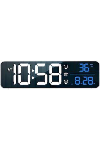 Mdstech Hd Led Aynalı Dijital Masa Saati Sıcaklık Tarih Alarm Usb Şarjlı Elektronik Saat Siyah