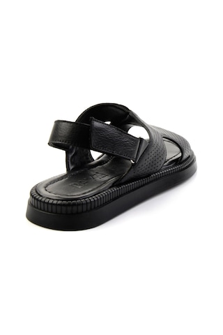Siyah Hakiki Deri Erkek Sandalet E05557240643