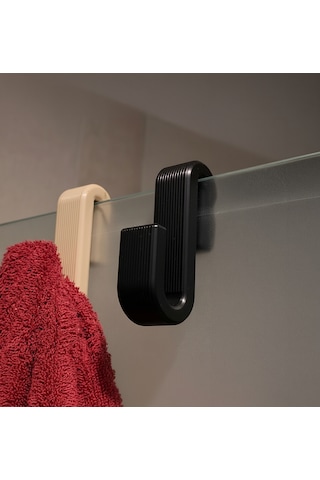 3 Lü Cam Askı Kancası 8 Mm Cam Uyumlu Modern Banyo Havlu Askılığı Siyah