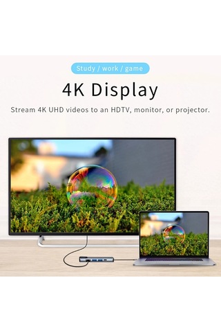 Tr-12 4K Hdtv - Rj45 5 Port Type-C To 100 Mbps Apple Uyumlu MacBook Hub