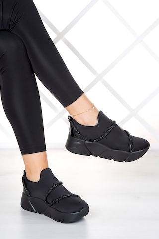 Erkan Saçmacı Barbara Siyah Streç Siyah Taşlı Sneaker Siyah