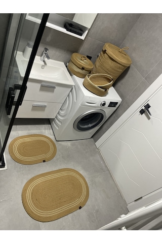 Banyo Takımı Çamaşır Sepeti Banyo Organizer Sepet Paspas Klozet Önü Paspas 6 Lı Çiftrenk Kahverengi