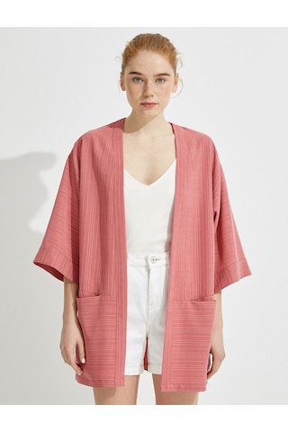 Koton Cepli Kimono Pembe Çizgili 1yak58311cw