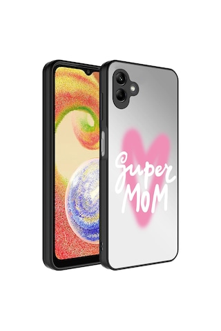 Galaxy Uyumlu A04 Kılıf Aynalı Desenli Kamera Korumalı Parlak Mirror Kapak - Süper Süper Anne Süper Anne