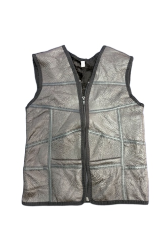 Ln Leather Özel Üretim Patchwork -süet Gerçek Deri Çocuk Yelek 2-3 Yaş Kahve