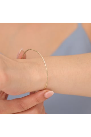 925 Ayar Altın Mikron Kaplama Burgulu Ajda Gümüş Bilezik - Bv00103 Gold