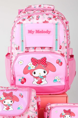 X Dekomus Lisanslı My Melody Sweet Berry Collection Büyük Boy Okul,termoslu Beslenme Ve Kalem Çantası,beslenme Örtüsü Seti Açık Gri