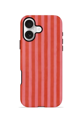 Apple iPhone Uyumlu 17 Vorian Çift Katmanlı Magsafe Kılıf Tomato Red Stripe