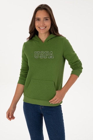 U.S. Polo Assn. Kadın Yeşil Şardonlu Kapüşonlu Basic Sweatshirt 50313566-VR054