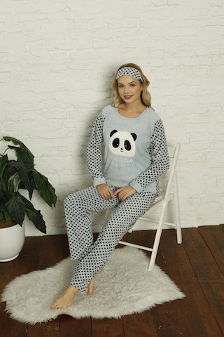 Kadın Puantiyeli Alt Polar Üst Kışlık Pijama Takımı 02129 Mint Yeşil