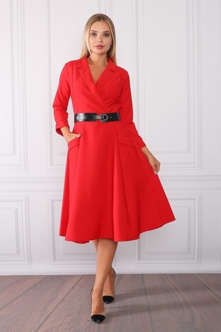 E.T.'S Element'S Kadın Kruvaze Yaka Elbise Kırmızı