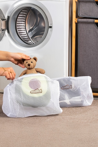 Porsima 3128 Çamaşır Yıkama Filesi Fermuarlı Bölmeli Ayakkabı Yıkama Filesi Deforme Önleyici Torba File Beyaz