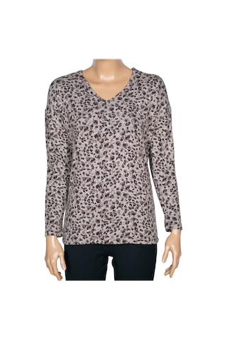 Barem Kadın Lina Büyük Beden Kışlık V Yaka Yumoş Kahve Bluz D08 Kahve