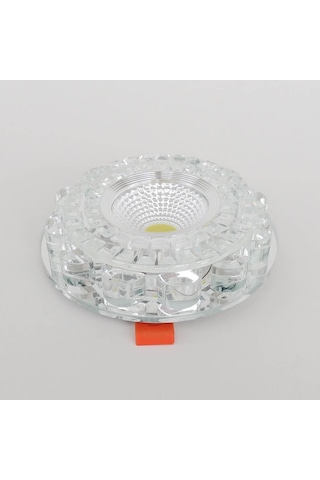 Silver Kristal Cam Sıva Altı Spot Cob Led Armatür Beyaz Işıklı Silver