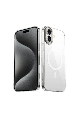 Nihcase Apple Uyumlu iPhone 16 Kılıf Magsafe Özellikli Şeffaf Arka Yüzey G-glass Kapak