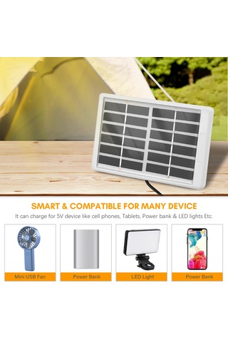 Hfambition 6v 1.2w Polikristal Güneş Paneli - 3m Kablo Micro Usb Güneş Şarj Cihazı Plastik Çerçeve